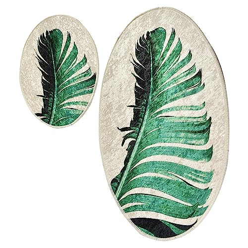 WELL HOME MOBILIARIO & DECORACIÓN Set de alfombras de baño (2 Piezas) Hoja Verde - imagen 5