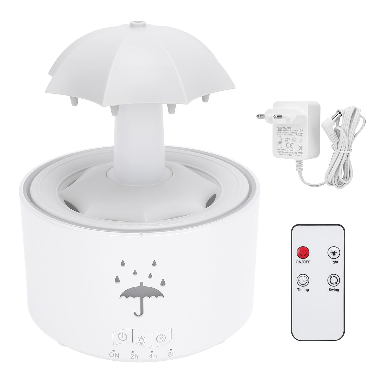 Lazmin112 Umidificatore con Diffusore di Oli Essenziali, Umidificatore a Nebbia Fredda Ad Ultrasuoni da 300 Ml con Luci Multicolori e Timer, per Camera da Letto, Casa, Ufficio, (Spina europea)