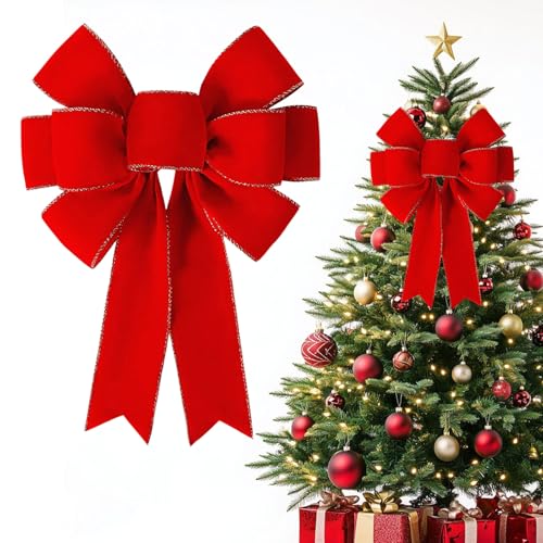 LUYANFX Lazos de Navidad Grandes, Lazos Rojos de Navidad para Árbol de Navidad Adornos, Lazos de Decoracion Regalos Navidad, para Decoracion Navidad,Decoración de Casa (F)