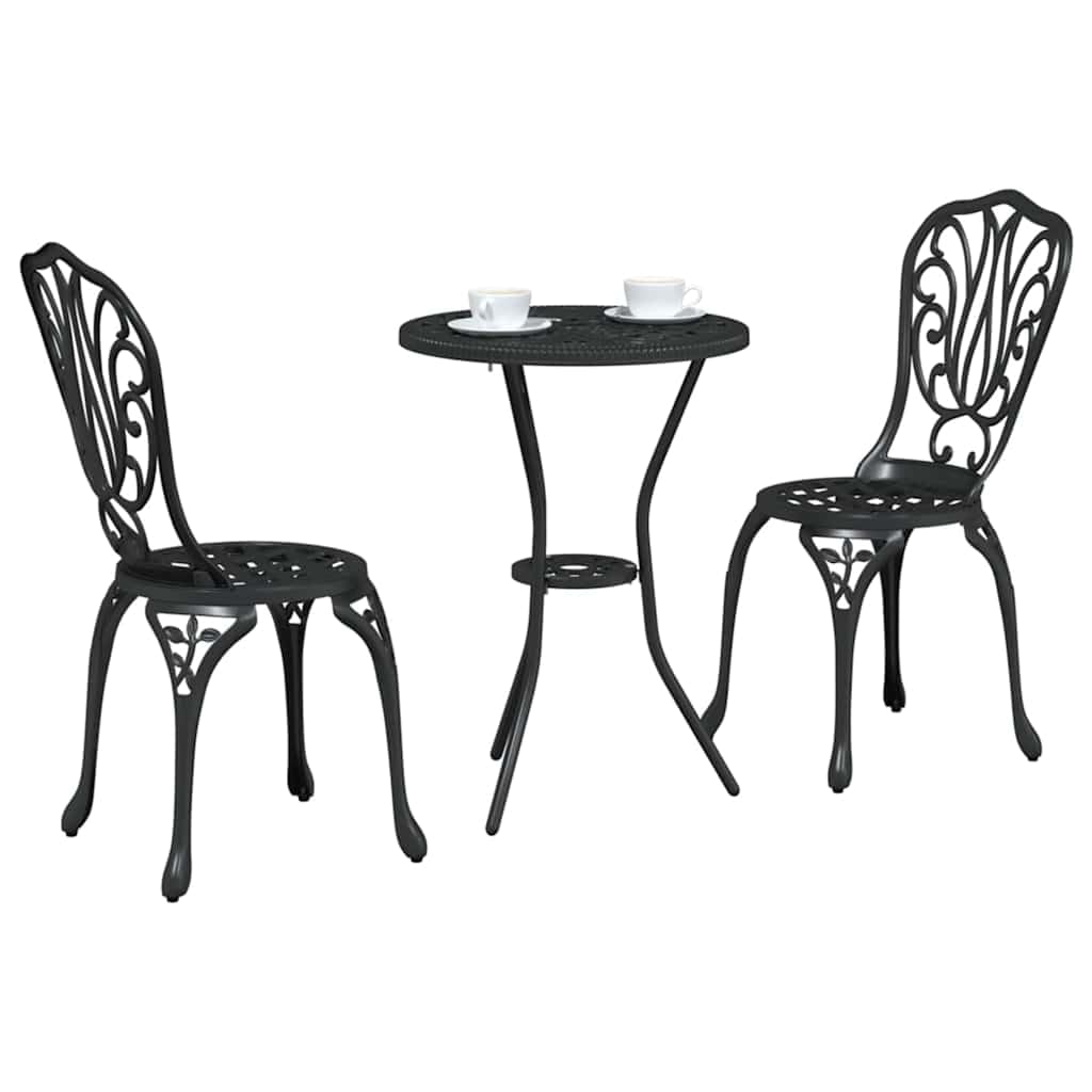 Ensemble bistro de jardin 3 pcs noir en aluminium moderne et chic vidaXL