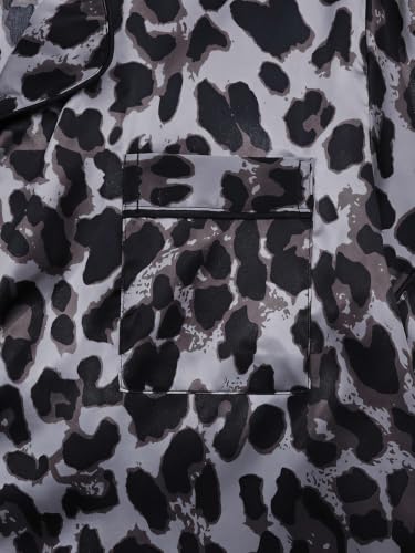 Image of SHENHE Women's 2 Piece Satin Pajama Set Leopard Short Sleeve Pj Shorts Set | Button Down, Cheetah Pjs Set, Silk Pajama Set, Sexy