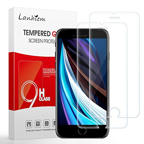 Lanhiem Verre Trempé Compatible avec iPhone 7 / iPhone 8, Film Protection écran Dureté 9H Ultra Résistant, [Installation Facile, sans Bulles] Compatible avec Les Coques, Transparent