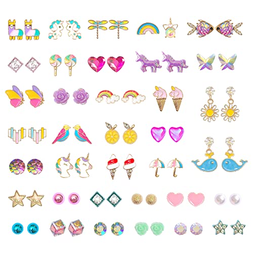 36 Pairs Girl Earrings Stud Earrings for Little Girls Sensitive Ears Studs Set for Toddler Kids