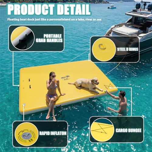 JUSTOOP Inflatable Floating Dock, Floating Island Raft, Multi-Person Inflatable Water Mat, Air Dock Platform for Lakes, Pools, and Oceans, 6FT by JUSTOOP - Image 3