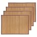 BambooMN Brand - Bamboo Slat Placemat with Brown Fabric Border, Carbonized Brown - 4pc