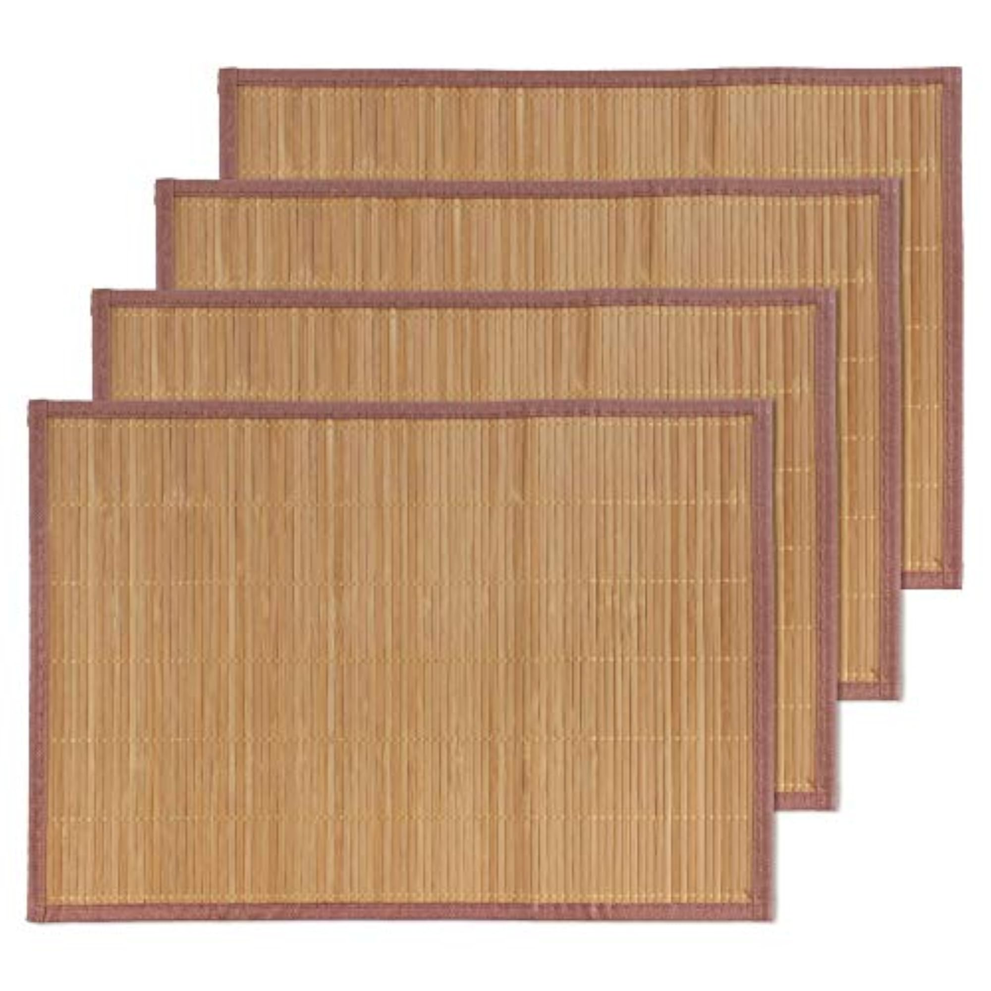 Bamboo Slat Placemat Set, 4pc, Carbonized Brown