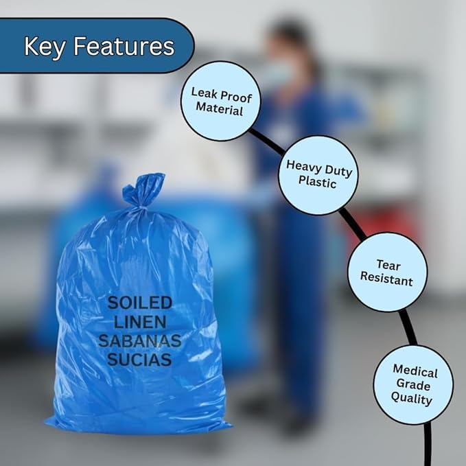 Image of Kausta Bio Hazard /Bio-Medical Waste Bag (21x24 Inch, Red-10, Blue-10, Yellow-10) Pack of 30 Bio‑Hazard /Biomedical Waste Bags Biohazard /Bio‑Medical Waste Bag leak-proof waste bags (Blue)