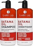 Batana Oil Shampoo and Conditioner Set - Thickening Hair Products for Women and Men - For Strengthening and Volumizing Fine and Thinning Hair - Sulfate Free with Biotin and Keratin for a Fuller Look