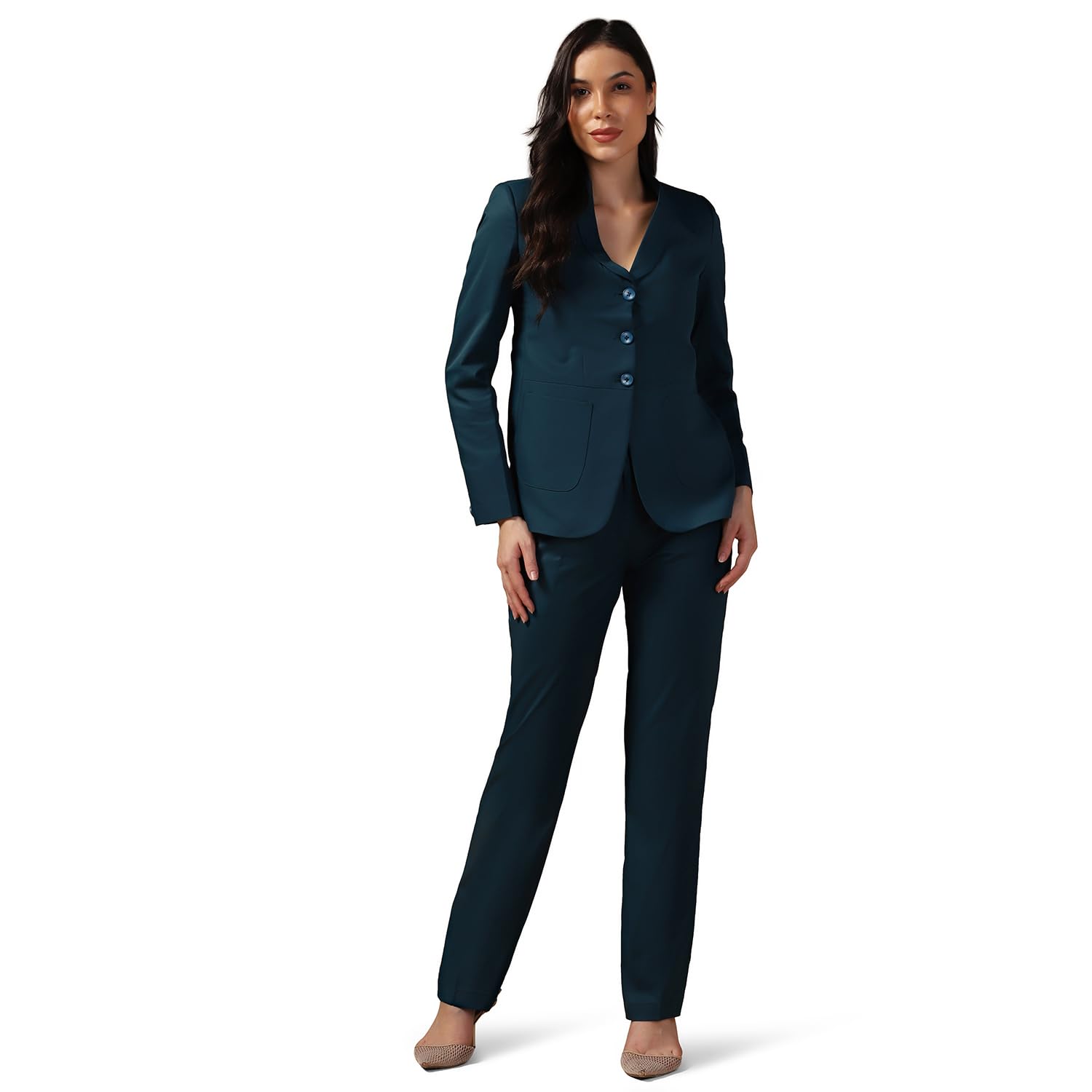 Polyviscose Febric Regular Fit Stylish Two Piece Coat and Trouser Set for Women's, Formal Blazer and Trouser Set for Bussiness Meetings, Office Used-image-34