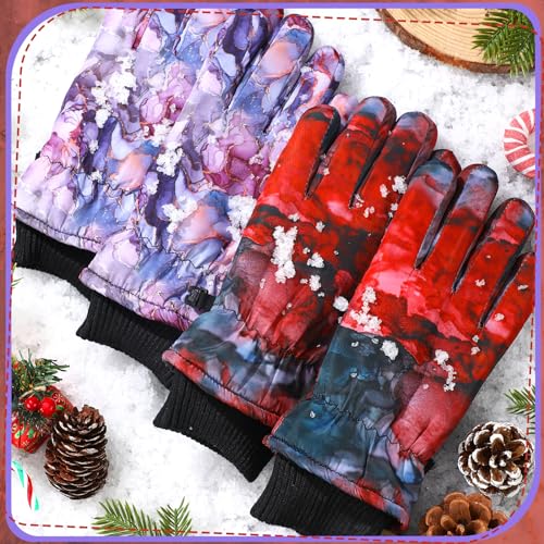 Image of Honoson 2 Pairs Kids Snow Gloves, Winter Waterproof