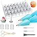 Mgee Beccucci per Pasticceria 34 Pezzi, Kit per Decorazione Torte con 24 Beccucci in Acciaio Inossidabile, 2 sac a Poche Riutilizzabili, per Torte, Biscotti, Cupcakes (34 Pcs)