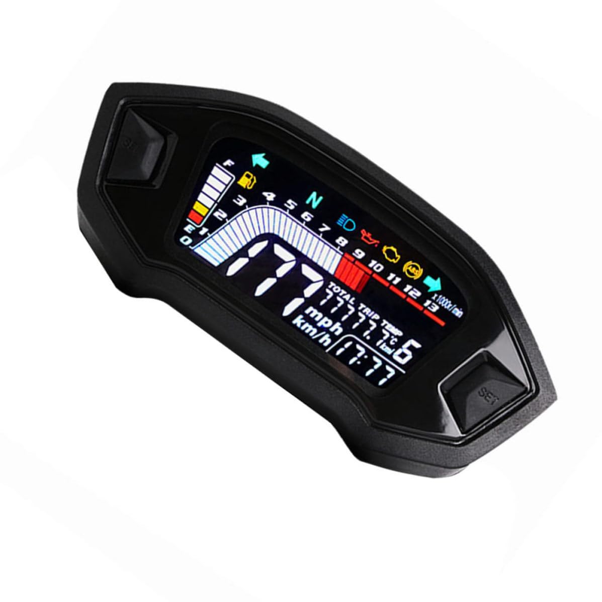 Velocímetro Digital LCD para Motocicleta, ABS Negro, Pantalla Color
