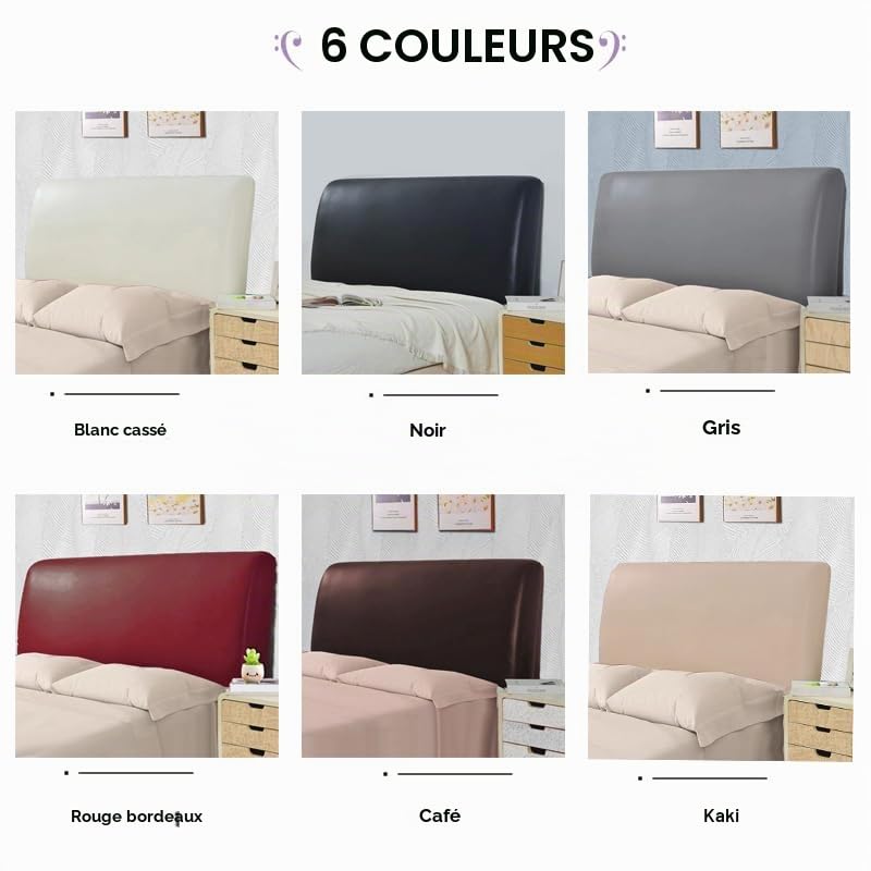 Housse de tête de lit en cuir synthétique imperméable tout compris élastique pour tête de lit king size et double (café, 150 cm/pour tête de lit de 140 à 160 cm)
