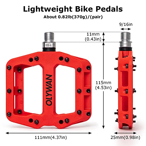 Olywan Nylon Bike Pedals Lightweight 3 Bearing Colorful Fiber Platform Non-Slip Flat Pedal For Road Bmx Mtb 9/16 #TOP1