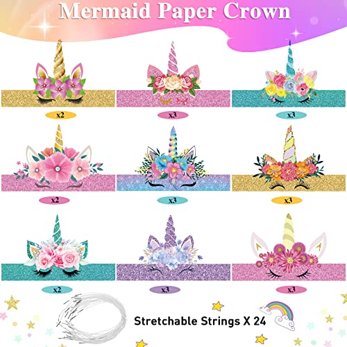 image for Gersoniel 24 Pcs Unicorn Birthday Party Hats Paper Party Crown Unicorn