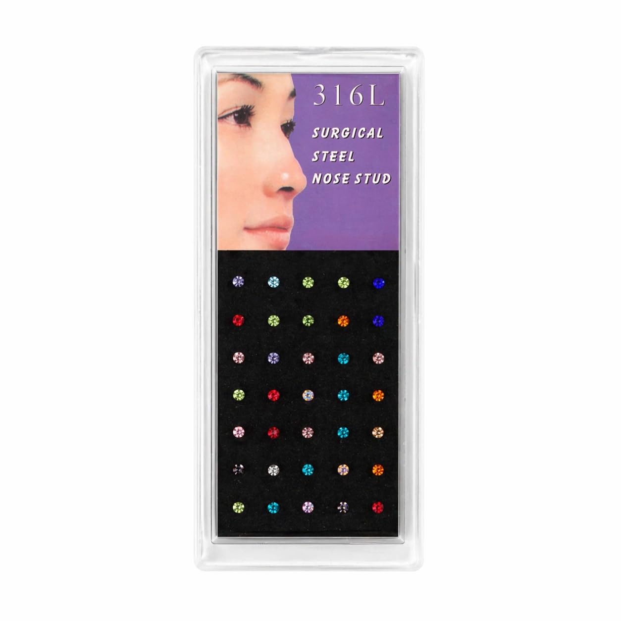 40Pcs/Pack Nose Studs Crystal Rhinestone Bulk Bone Straight Stud Bar Piercing Stainless Steel Nose Ring-image-22