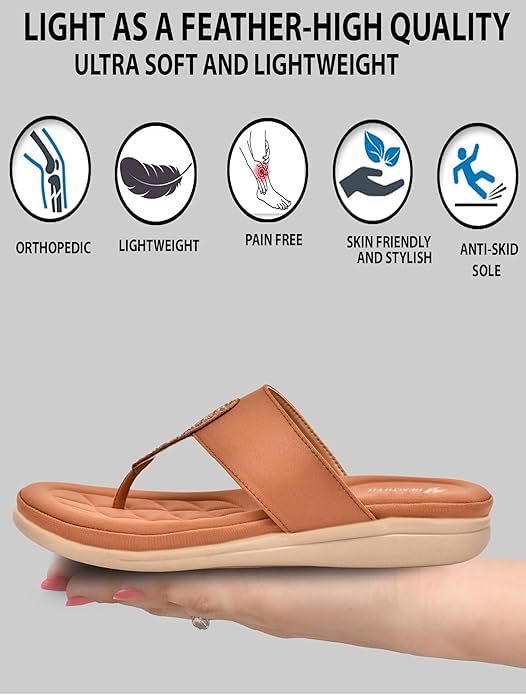 Image of HEALTH FIT EXTRA SOFT Women's Comfortable Memory Foam Doctor Slippers /Flip-Flops|Fashionable Casual & Stylish|Lightweight & Breathable|Outdoor Synthetic Casual Chappals Sandals Ladies & Girls HF23