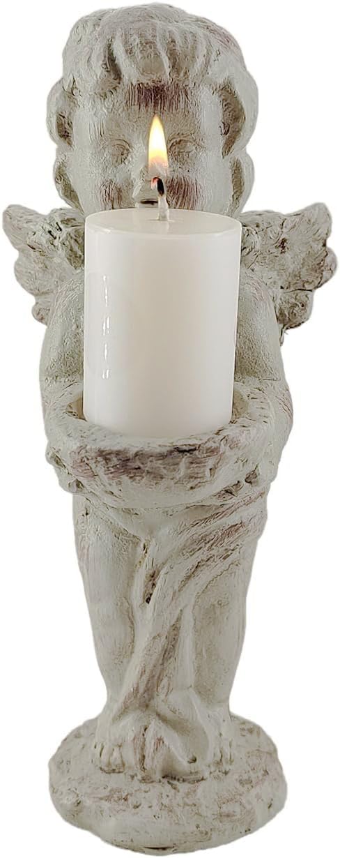 Candle Holders, Angel cherub Figurine Holder Candlesticks, Resin Tea Light Candle Holders,Angel Ornaments Candle for Home