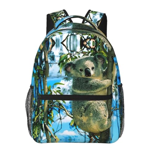 Sac à dos koala imprimé OdDdot en toile noire pour ordinateur portable