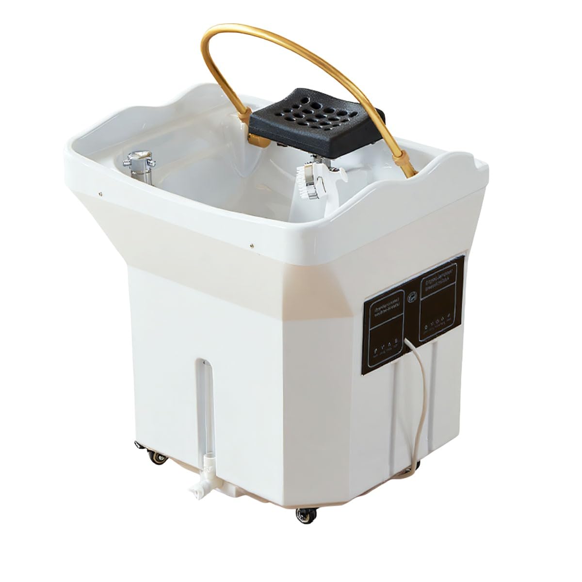 Head-spa dispositivo con cascata e massaggio idro-jet, vaschetta massaggiante professionale con cromoterapia a 7 colori, ideale per saloni, spa e casa (bianco)
