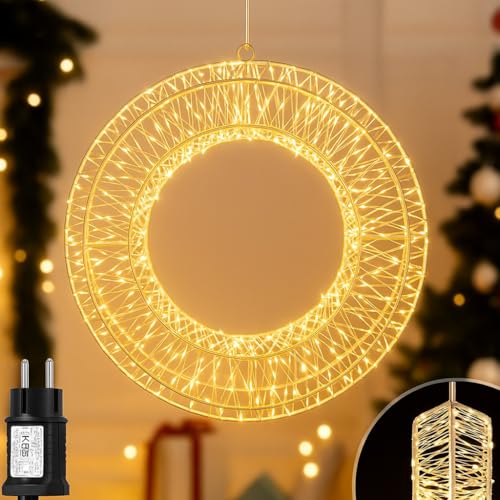 XXL LED Metall Kranz Ø50cm mit 720 LEDs, Warmweiß, Hängekranz mit...