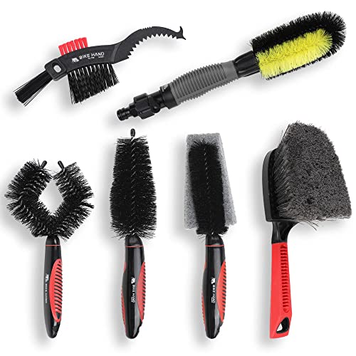 Bikehand 6 Pieces Bike Bicycle Cleaning Brush Kit - Cleaning Washing Tools Set - Bicycle Chain Parts Cleaner Maintenance Service Kit - Suitable For Mtb, Road Hybrid Bikes #TOP29