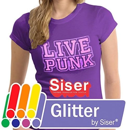 Miniatura 4 de Siser vinilo de transferencia térmica con brillantina para camisetas, 10 x 12 pulgadas (1 pie), 3 hojas precortadas