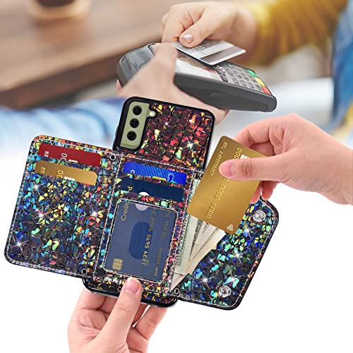 Housse Samsung S21 FE 5G en cuir à paillettes noir premium avec support vidéo - 5