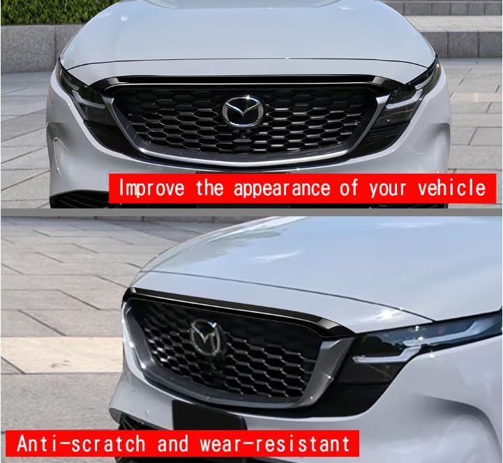 for Mazda CX5 2026 Hood Air Deflector, Carbon Fiber Low Profile Front Hood Bonnet Cover, Hood Protector Bug Shields, Exterior Bumper Guard Accessorie (Glossy Black)