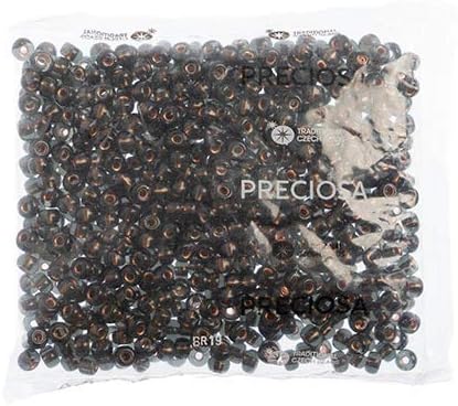 Preciosa Czech Seed Beads 32/0 (8mm) Transparent Grey Copperline - 250g Bulk Bag Beads for Jewelry Making and Crafts