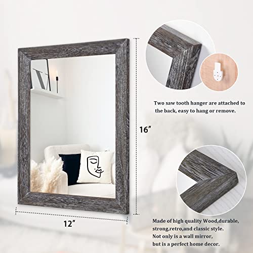 Aazzkang Wall Mirror With Wood Frame Rectangle Rustic Mirror Decorative Farmhouse Bedroom Bathroom Hanging Mirror Wall Decor #TOP1
