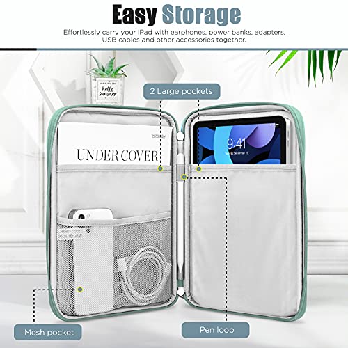 Image of TiMOVO 9-11 inch Tablet Sleeve for iPad 11-inch A16 2025, iPad 10th Gen. 10.9 inch, iPad 10.2 inch, iPad Air 11 Inch /5th /4th Gen. 10.9 inch, Galaxy Tab A9 Plus 11 inch, Protective Bag with Pocket,Dark Mint Green