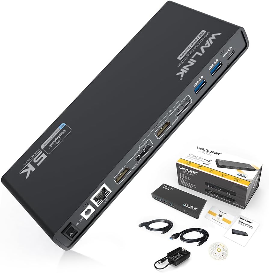 WAVLINK USB 3.0 Docking Station | Dual 5K/4K Display For Laptop Thunderbolt 4/3