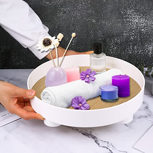 Lioong Modern Decorative Trays Round White Storage Tray Organizer Storage Box Coffee Table Tray For Home Table Decor Gift For Women Mom Girls #TOP7