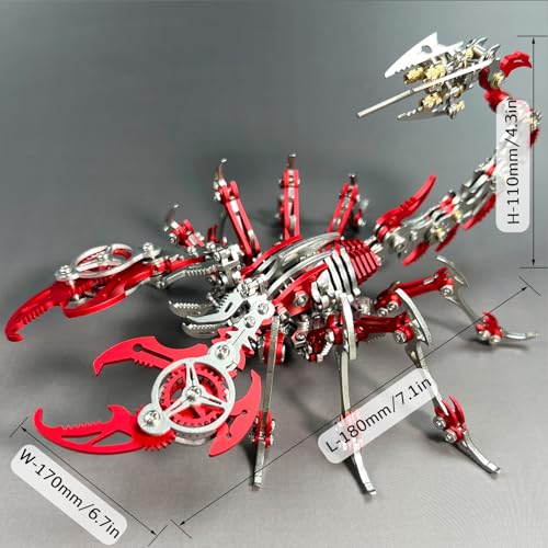 Image of OreilleStar 3D Metal Scorpion Puzzles: 350+ Pieces, Stainless Steel, Assembly & Disassembly, Modern Style, DIY Building Block Toys, Brain Teaser, Ages 15+