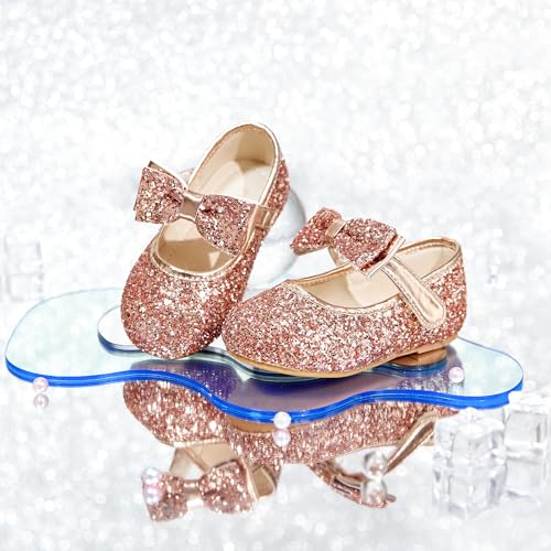Image of PHIRAMIN Toddler Flower Girl Dress Shoes - Little Girl Mary Janes Flats Wedding