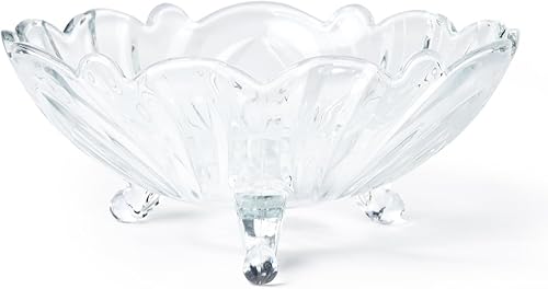 Frutero para decoración de encimera de cocina, cuenco de cristal transparente con pedestal de 3 esquinas, decorativo de 9 pulgadas