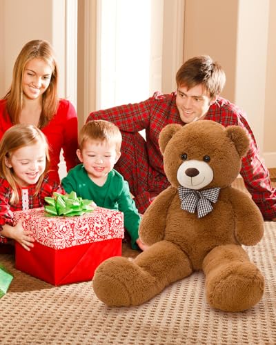 Image of MaoGoLan Giant Teddy Bear Plush Toy - Ultra Soft & Cute Large Stuffed Animal 39 inches, Perfect for Baby Showers, Birthdays, Valentine's Day Gifts (Kids, Couples, Family),Dark Brown
