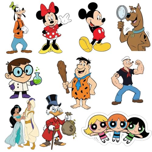 Image of Old 90s Cartoon Fridge Magnets - Set of 10 Classic TV Show Collectible Magnets for Fridge, Locker & Kitchen Decor