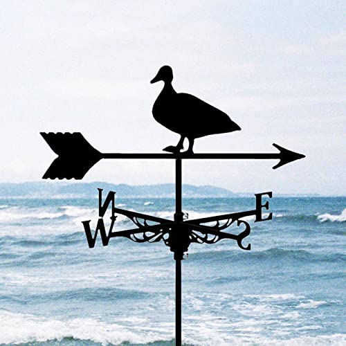 Ymlpre Metal Duck Weathervane Retro Black Wind Vane Anti-Corrosion Spray Paint Wind Direction Indicator For Garage Cupola Barn Garden Patio Farm Decorate #TOP2