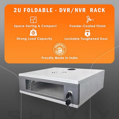 Image of ShiviX Network Rack /DVR Box /CCTV /NVR Cabinet with Key Lock - 2U - Wall Mount Foldable Metal Server Rack with Ventilated Door (Unassembled)