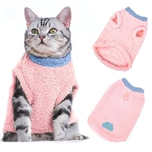 Soft Warm Jumper, Plush Sweatshirt for Small Pets, Winter Warm Cat & Dog Jumper Sweater, Pet Sweater Vest (Pink, S)