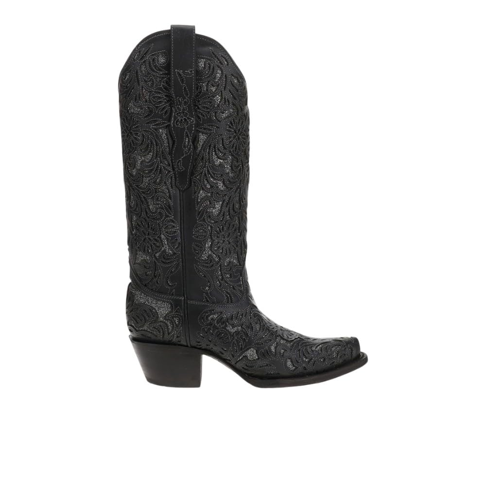 corral boots CORRAL LADIE'S BLACK/SILVER FULL INLAY, SNIP TOE, LEATHER SOLE, WESTERN, G1417-picture-32