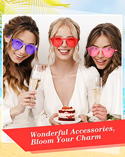 Xuhal 36 Pairs Colored Sunglasses Round Fun Transparent Candy Color Rimless Sunglasses Party Colored Glasses Tinted Eyewear Colorful Retro Eyeglasses for Women Men, 6 Colors4
