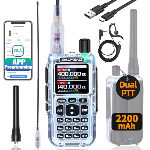 Image of Baofeng Radio UV-5R Mini Ham Radio Long Range Two Way Radio NOAA Weather Radio Rechargeable Walkie Talkies Dual PTT APP Programming Copy Frequency 2200mAh Battery with USB-C Charging Survival Radio