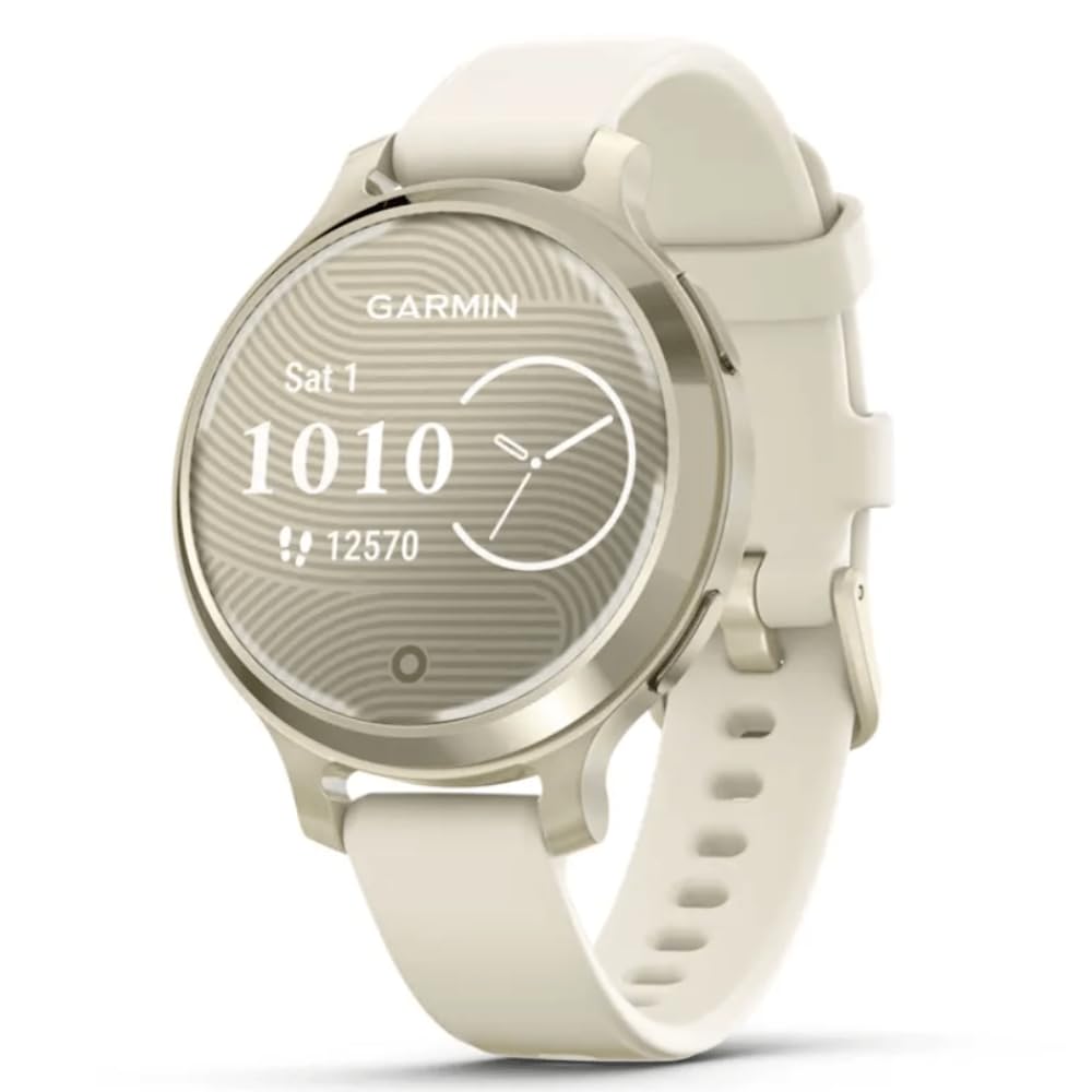 Garmin Lily 2 Active, Smart Watch with GPS, Elegant Design, Health and Fitness Data, Touch Screen, Notifications, Up to 9 Days Runtime, Gold with White Strap, Refurbished