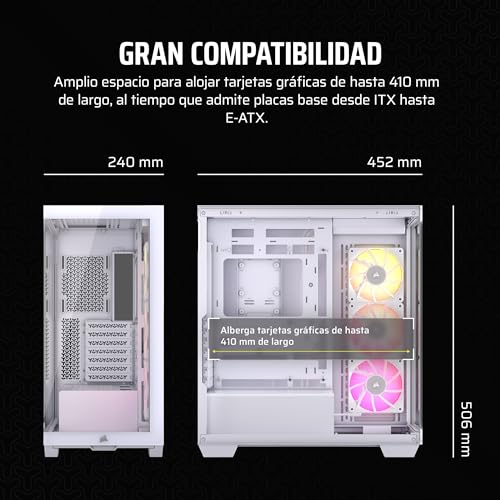 Miniatura 3 de CORSAIR iCUE Link 3500X RGB Media-Torre ATX Caja de PC - Cristal Templado Panorámico - Compatible Placa Base de Conexión Inversa - 3X Ventiladores CORSAIR RX120 RGB Incluidos - Blanco