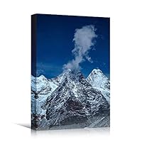 Canvas Wall Art Snowy Tops Cool Dramatic Mountain Nature Photography Romantics - 12x18 inches