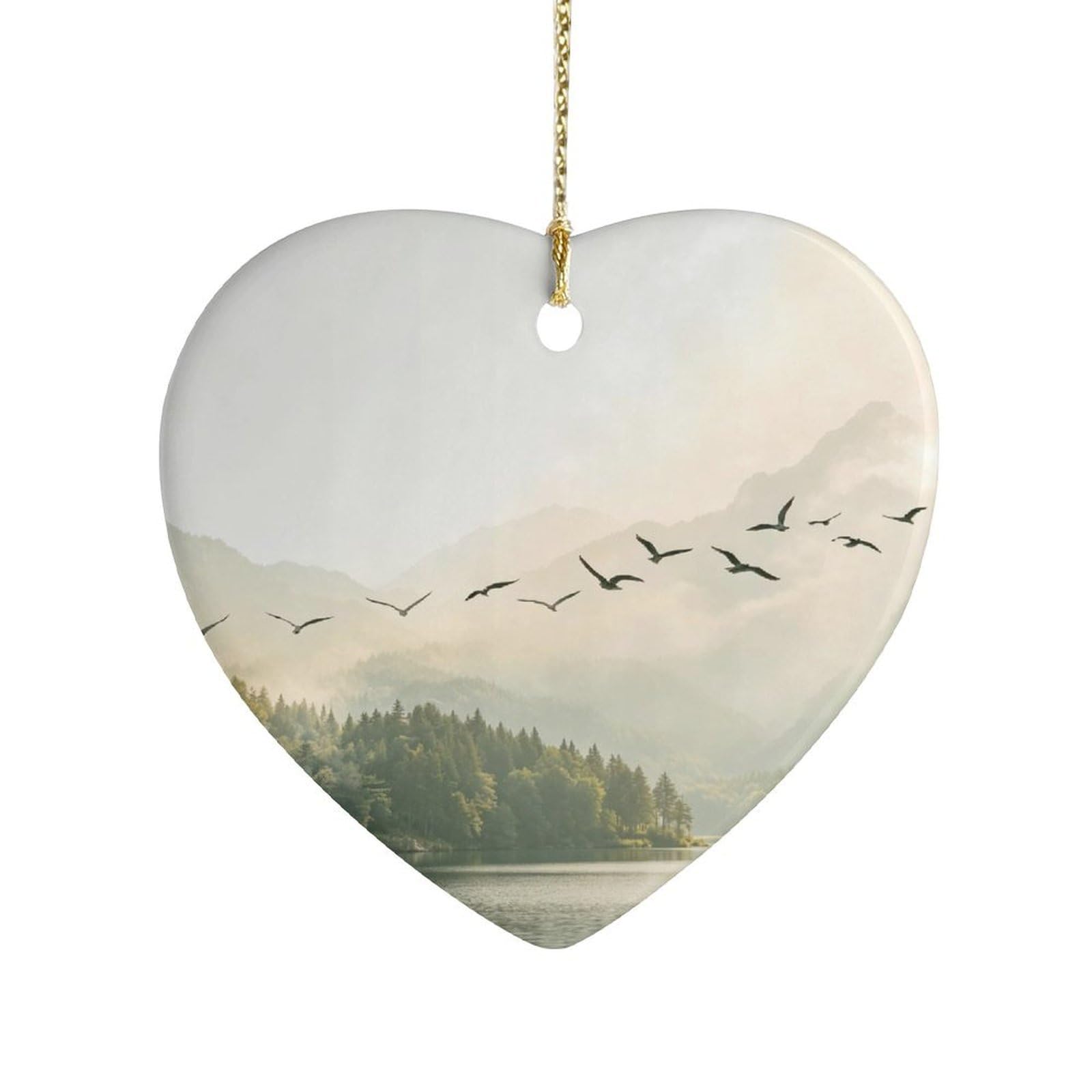 Fekiloot Style Fog Landscape Ceramic Ornament Home Decor Keepsake