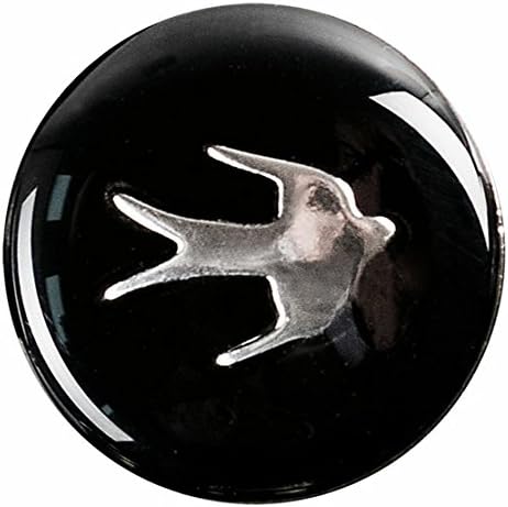 TEDORA ITALY 100% Hand-Made in Italy 925 Sterling Silver & 'Black' Enamel 'Swallow' Metal Button PLW004/5 Fits Tedora Pushin(BR DDP,BR LUC,BR UPP,BR ALT,BR BAS & BR MET) Bracelet